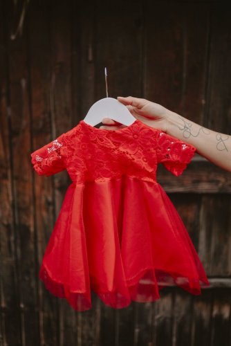 Spoločenské šaty – MAMA A DCÉRA –červené