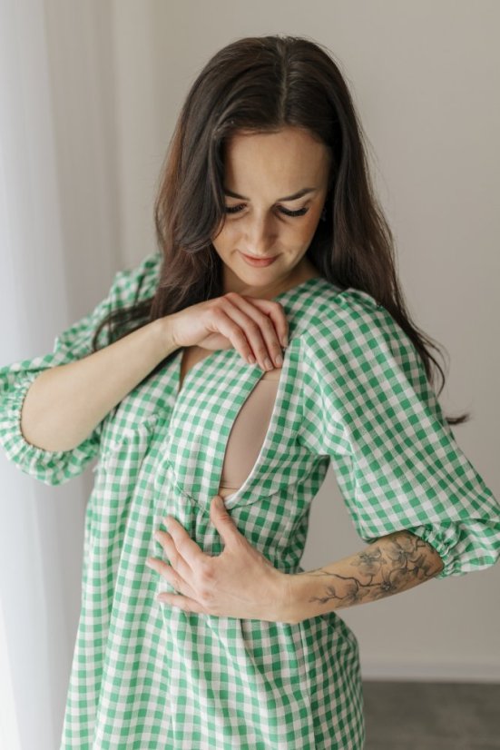 Šaty na dojčenie "Tartana" - zelené