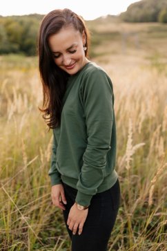 Dámska mikina na dojčenie - army zelená