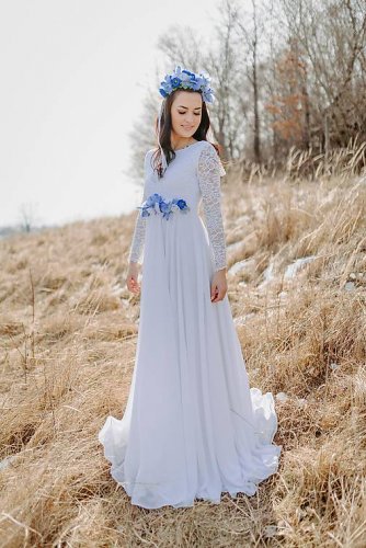 Kvetovaný svadobný opasok – modrý