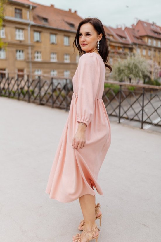 Ľanové šaty "Boho Breeze" - ružová