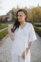 Krátke ľanové kimono - biele