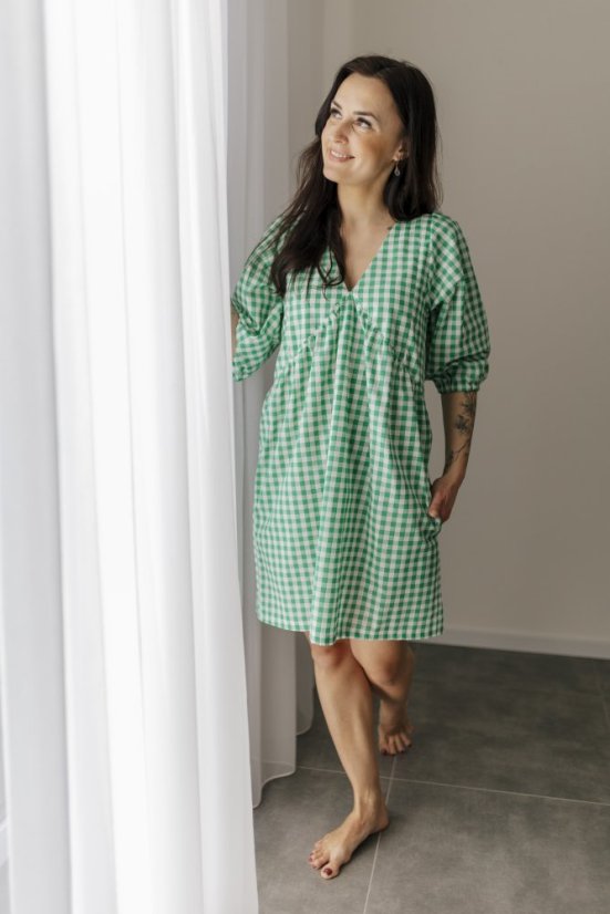 Šaty na dojčenie "Tartana" - zelené