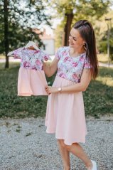 Mušelínové šaty  - MAMA a DCÉRA – ružové pivonky