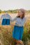 Teplákové šaty na dojčenie - MAMA a DCÉRA – modré mini kvietky