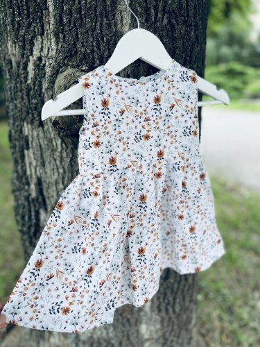 Dievčenské ľanové šaty - poľné kvety LEA - Veľkosť detské oblečenie: 80-86