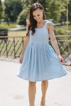 Ľanové šaty "Aurela romantika" - baby blue