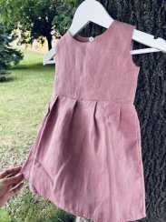 Dievčenské ľanové šaty - staroružové