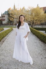 Luxusný ľanový kimono set - biely