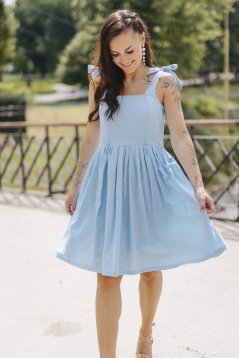Ľanové šaty "Aurela romantika" - baby blue
