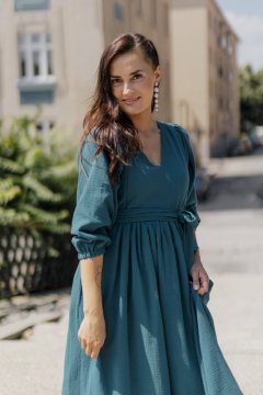 Mušelínové šaty - Farba mušelínu - dvojitá gázovina - Mätové listy