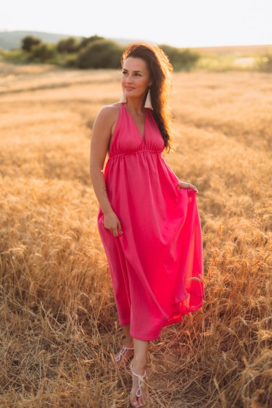 Mušelínové šaty Aria - fuchsia