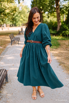 Šaty "Boho Menčester" - petrolejová