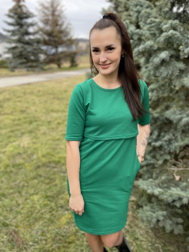 Rovné teplákové šaty MAMA a DCÉRA – zelené