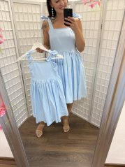Ľanové šaty "Aurela romantika" MAMA A DCÉRA - baby blue