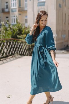 Šaty na dojčenie "Boho Breeze" - Petrolejové