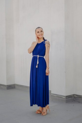 Bambusové šaty na dojčenie – kráľovská modrá - Veľkosť: UNI, Dĺžka: Dlhé