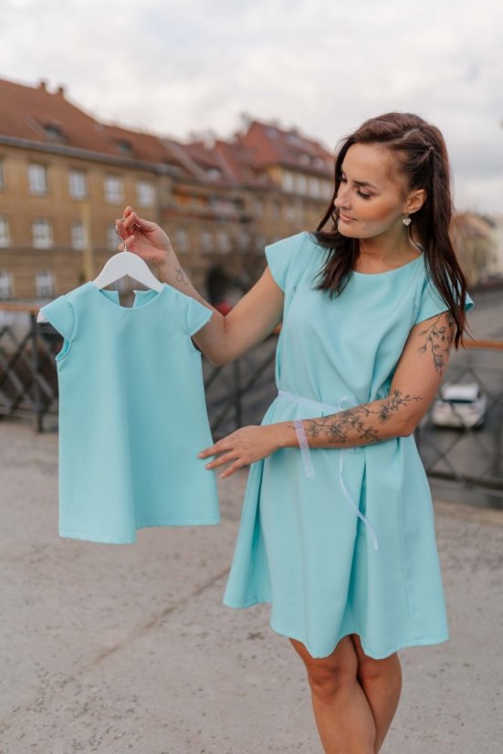 Elegantné šaty – MAMA A DCÉRA –bledo modré - Veľkosť: XXS