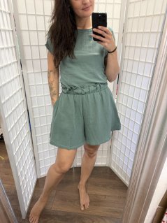 Mušelínový krátky set - dark mint