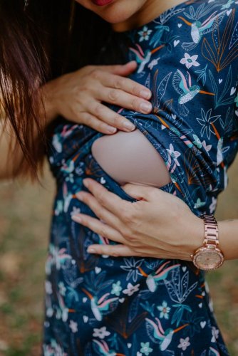 Ačkové šaty na dojčenie – kolibrík - Veľkosť: XS