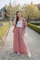 Dlhé mušelínové maxi nohavice - tmavá staroružová