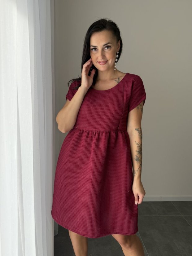 Bavlnené šaty "Waffle" - MAMA A DCÉRA – berry