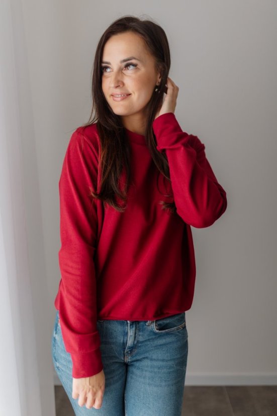 Dámska tenká mikina - bordová - Veľkosť: XL/2XL