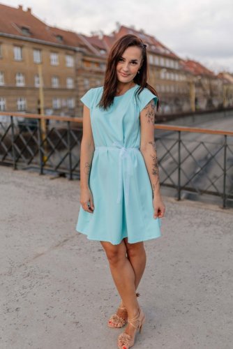 Elegantné šaty – MAMA A DCÉRA –bledo modré - Veľkosť: XL/2XL