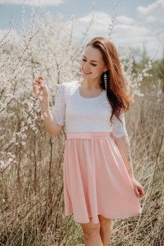 Spoločenské šaty "Grace" – Bielo Ružové