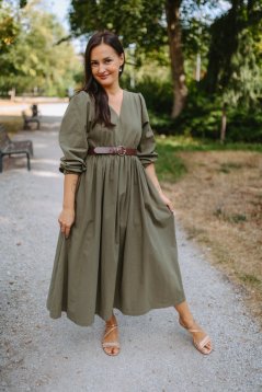 Šaty „Boho Cotton“ – army zelená