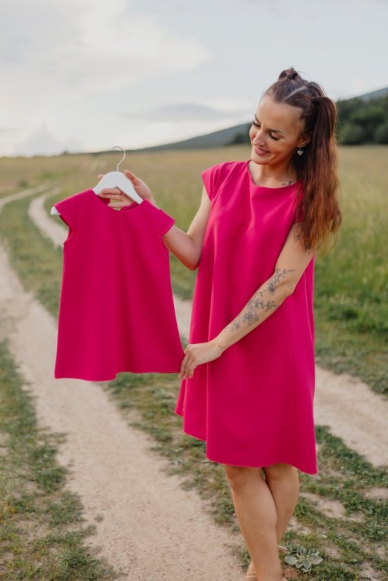 Elegantné šaty – MAMA A DCÉRA –malinová