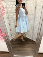 Ľanové šaty "Aurela romantika" - baby blue