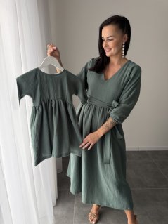 Šaty "Boho Breeze" MAMA A DCÉRA - tmavá mäta