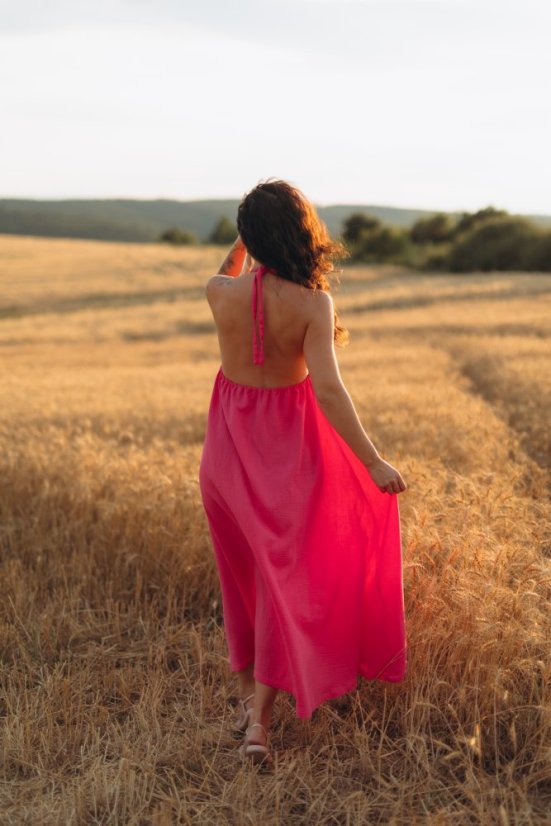 Mušelínové šaty Aria - fuchsia