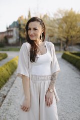 Krátke ľanové kimono - piesková