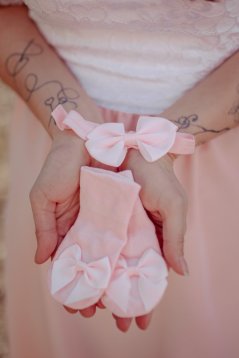 BABY set - ponožky a čelenka - ružové