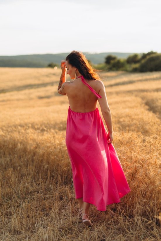 Mušelínové šaty Aria - fuchsia
