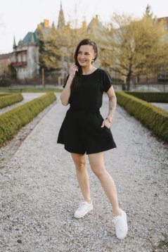 Mušelínový krátky set - čierny