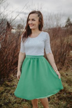 Spoločenské šaty "Grace" – Bielo smaragdové