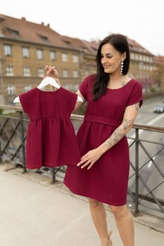 Bavlnené šaty "Waffle" - MAMA A DCÉRA – berry