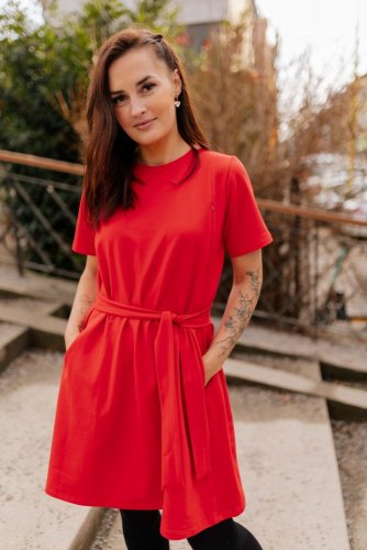 Oversize ačkové šaty – červené - Veľkosť: XS/S
