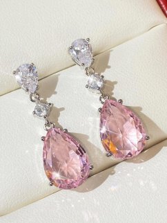 Kamienkové náušnice - ružové slzičky