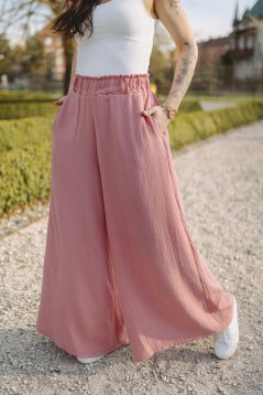 Dlhé mušelínové maxi nohavice - tmavá staroružová