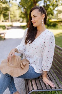 Mušelínová blúzka "Boho Breeze" - čerešničky