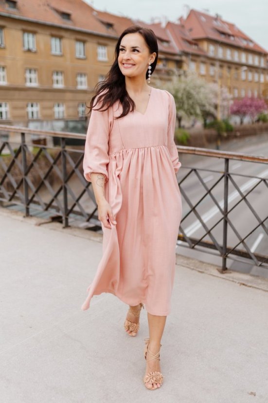 Ľanové šaty "Boho Breeze" - ružová