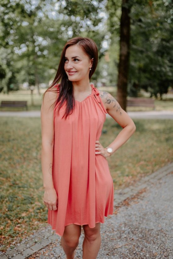 Bambusové šaty na dojčenie – marhuľková - Veľkosť: UNI, Dĺžka: MIDI