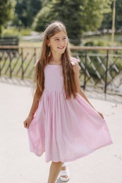 Dievčenské ľanové šaty "Aurela romantika" - baby ružová