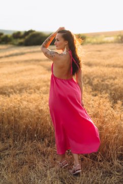Mušelínové šaty Aria - fuchsia