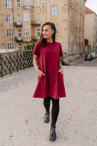 Oversize ačkové šaty – bordové - Veľkosť: M/L