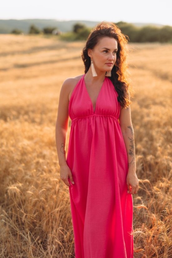 Mušelínové šaty Aria - fuchsia